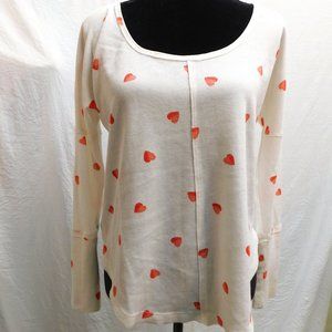 Lucky Brand S Heart Print Thermal Long Sleeve T-SHirt Top NEW
